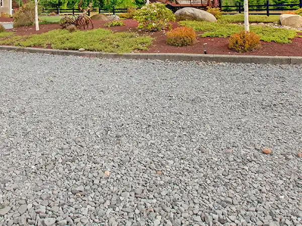 Gravel driveway close up