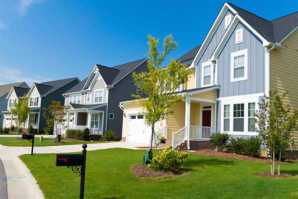 Homes in a suburb neighborhood